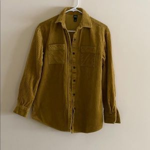 Chunky mustard yellow corduroy button up shirt
